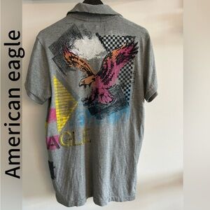 American eagle Gray Graphic T-Shirt with Eagle Design